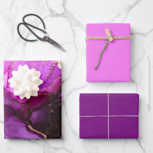 Pink Purple Black Wrapping Paper Sheets