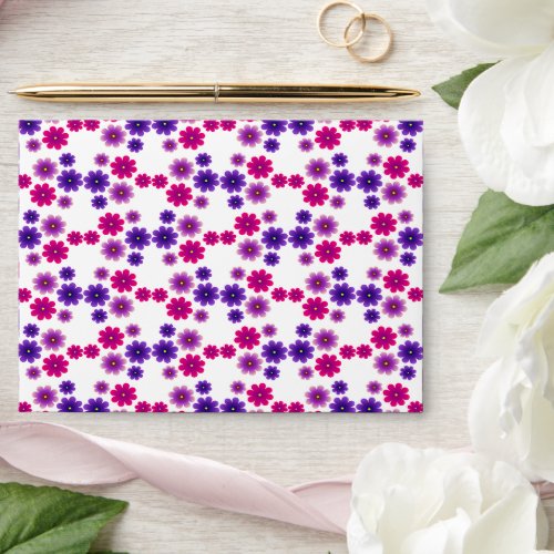 Pink & Purple Blooms Symmetrical Mini Floral Envelope