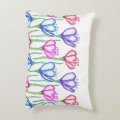 Pink Purple Blue and Red Watercolor Tulip Monogram Decorative Pillow (Back(Vertical))