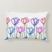 Pink Purple Blue and Red Watercolor Tulip Monogram Decorative Pillow (Back)