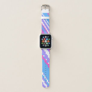 pink purple blue and white pixels apple watch band