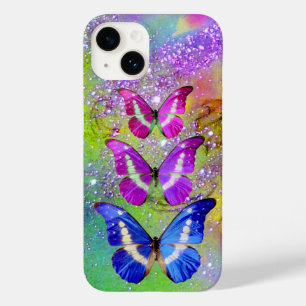 PINK PURPLE BLUE BUTTERFLIES,GREEN GOLD SPARKLES Case-Mate iPhone 14 CASE
