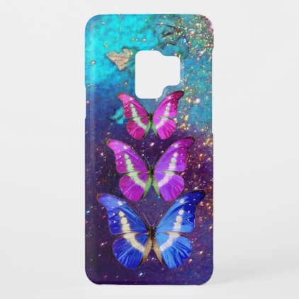 PINK PURPLE BLUE BUTTERFLIES IN GOLD SPARKLES Case-Mate SAMSUNG GALAXY S9 CASE
