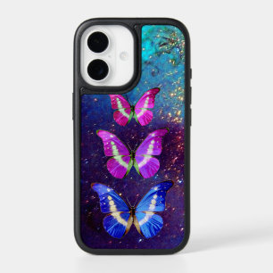 PINK PURPLE BLUE BUTTERFLIES IN GOLD SPARKLES iPhone 17 CASE