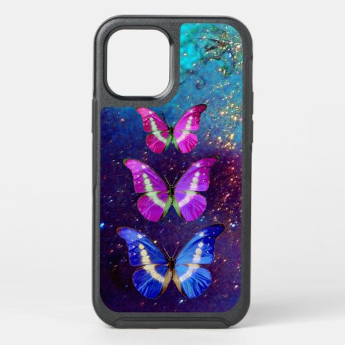 PINK PURPLE BLUE BUTTERFLIES IN GOLD SPARKLES OtterBox SYMMETRY iPhone 12 CASE