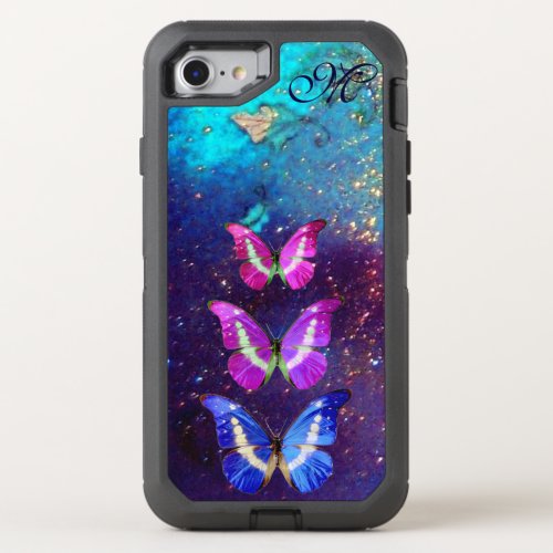 PINK PURPLE BLUE BUTTERFLIES IN GOLD SPARKLES OtterBox DEFENDER iPhone SE87 CASE