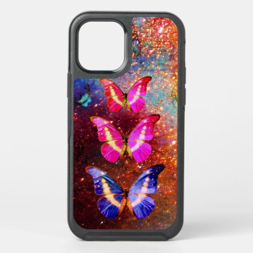 PINK PURPLE BLUE BUTTERFLIES IN GOLD SPARKLES OtterBox SYMMETRY iPhone 12 CASE