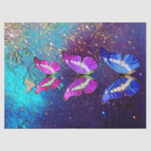 PINK PURPLE BLUE BUTTERFLIES IN GOLD SPARKLES TISSUE PAPER