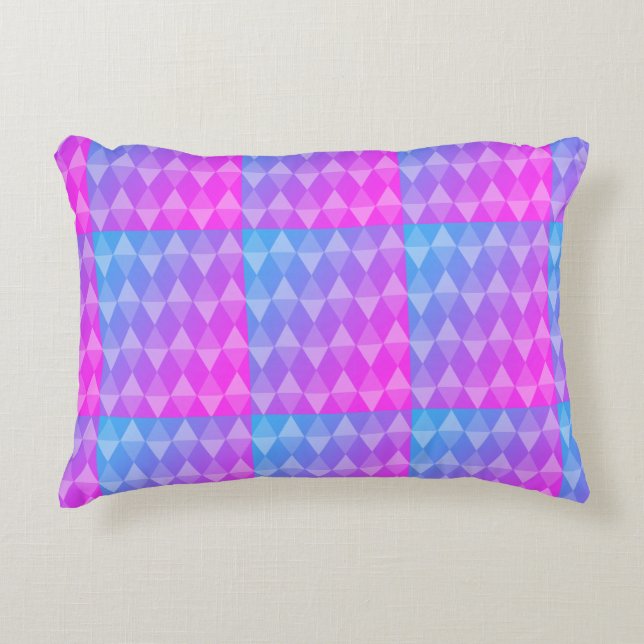 Pink, Purple, Blue Diamond Pattern Accent Pillow (Front)