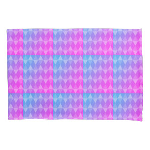 Pink, Purple, Blue Diamond Pattern Pillow Case