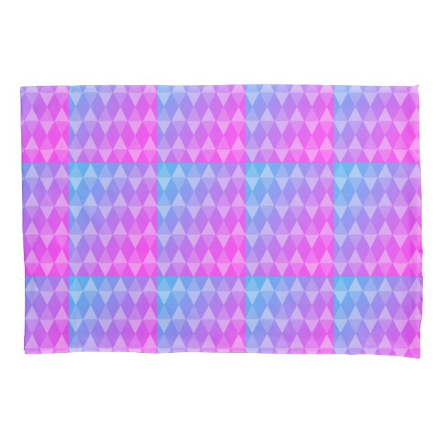 Pink, Purple, Blue Diamond Pattern Pillow Case (Front)