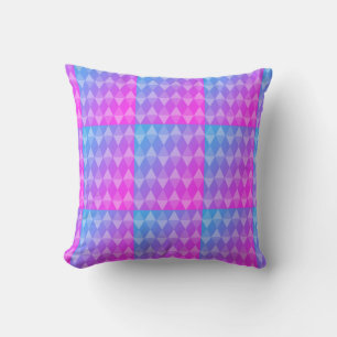 Pink, Purple, Blue Diamond Pattern Throw Pillow