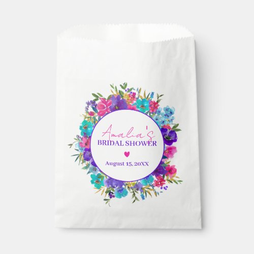 Pink Purple Blue Flower Bridal Shower Favor Bag