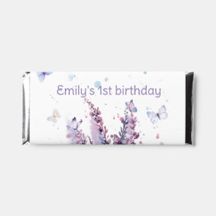 Pink purple blue flower butterfly birthday hershey bar favors