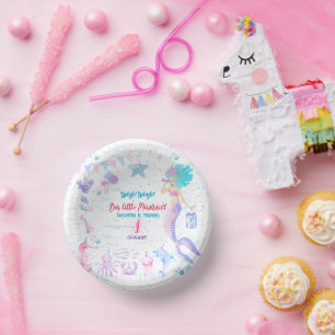 Pink Purple Blue Girls Mermaid 1st Birthday Party Paper Bowls