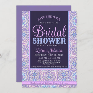 Pink Purple Blue Glamour Bridal Shower Invitation