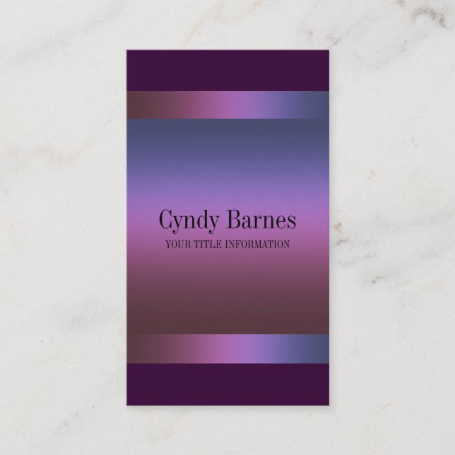 Pink Purple Blue Gradient on Plum Business Card (Front)