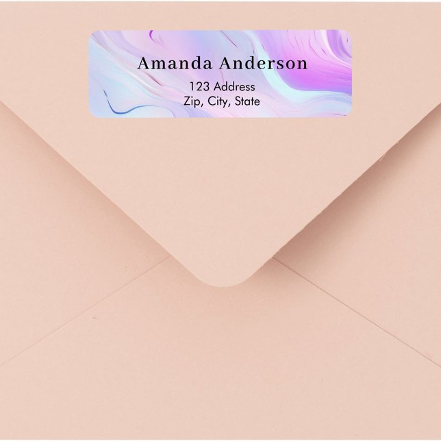 Pink purple blue holographic return address label (Creator Uploaded)