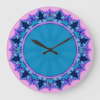 Pink Purple Blue Lace Fractals Wall Clock