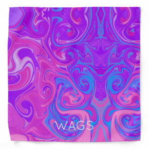 Pink Purple Blue Marble Paint Swirl Art PET Fun Bandana