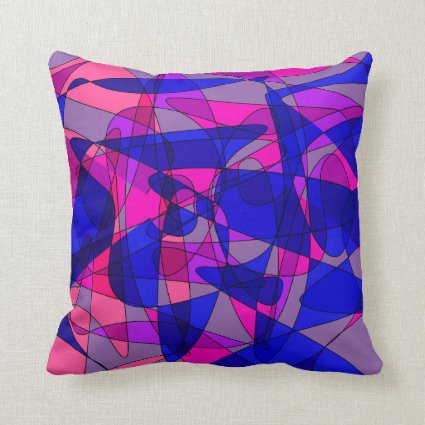 Pink Purple Blue Mix Modern Abstract Throw Pillow