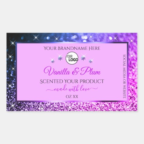 Pink Purple Blue Ombre Glitter Logo Product Labels