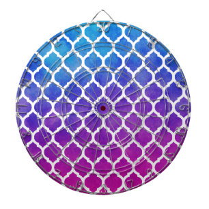 Pink Purple Blue Ombre Moroccan Lattice Dart Board