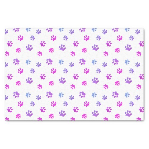 Pink Purple Blue Paw Prints Pattern Tissue Paper