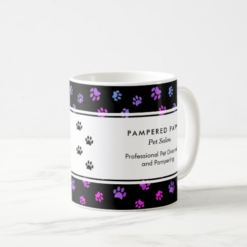 Pink Purple Blue Paw Prints Professional Pet Salon Coffee Mug