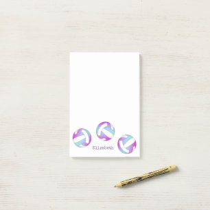 pink purple blue personalized volleyball post-it notes