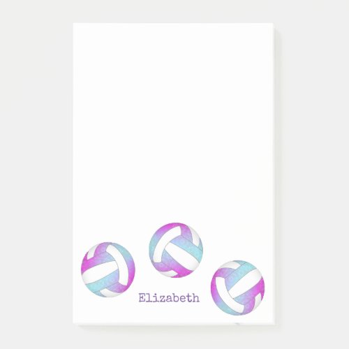 pink purple blue personalized volleyball post_it notes