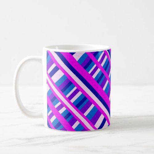 Pink Purple Blue Plaid Diagonal Coffee Mug