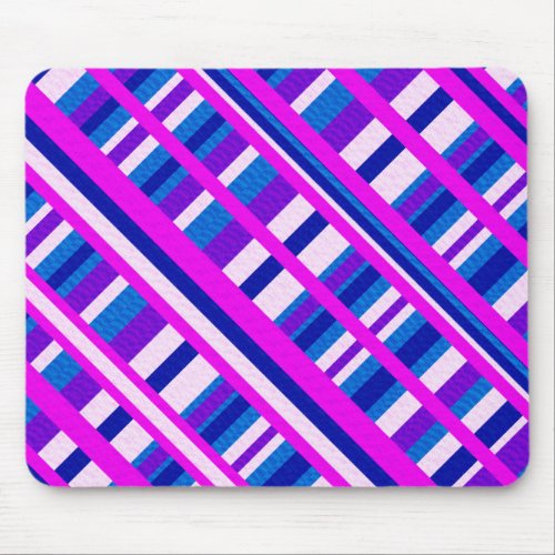 Pink Purple Blue Plaid Diagonal Mouse Pad