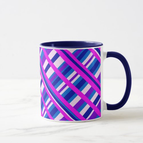 Pink Purple Blue Plaid Diagonal Mug