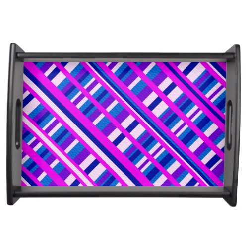 Pink Purple Blue Plaid Diagonal Serving Tray