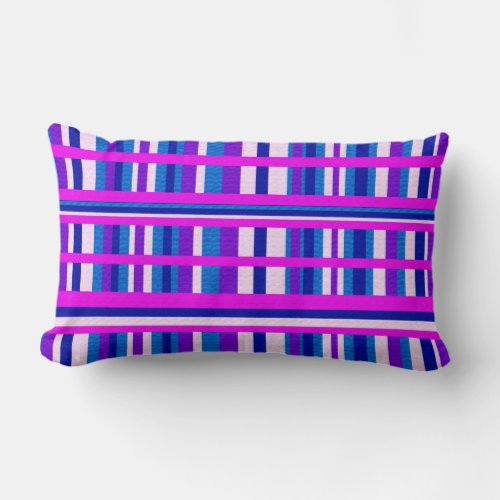 Pink Purple Blue Plaid Lumbar Pillow