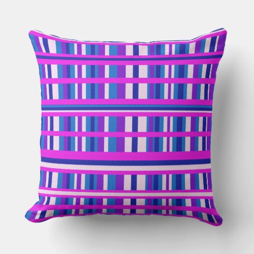 Pink Purple Blue Plaid Throw Pillow