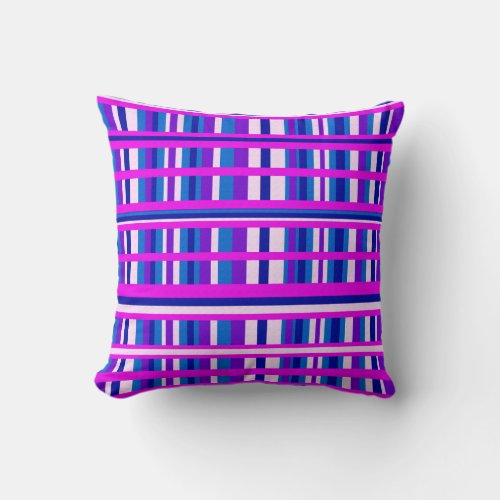 Pink Purple Blue Plaid Throw Pillow