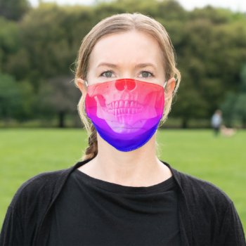 Pink Purple Blue Rainbow Colour Skull Adult Cloth Face Mask by cranberrysky at Zazzle