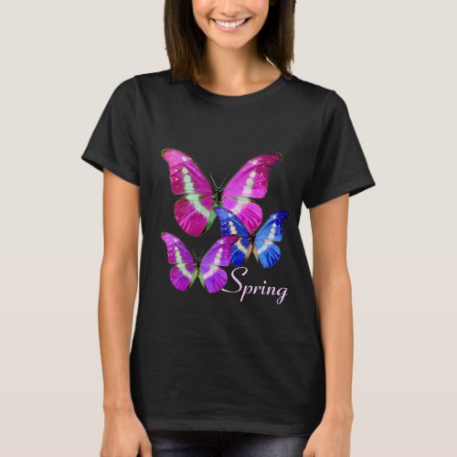 PINK PURPLE BLUE SPRING BUTTERFLIES T_Shirt