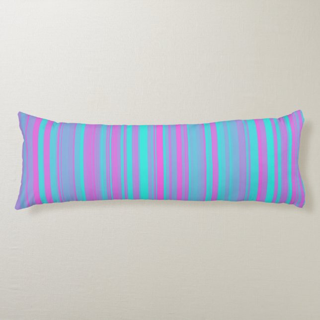 Pink Purple Blue Stripes Pattern Body Pillow (Front)