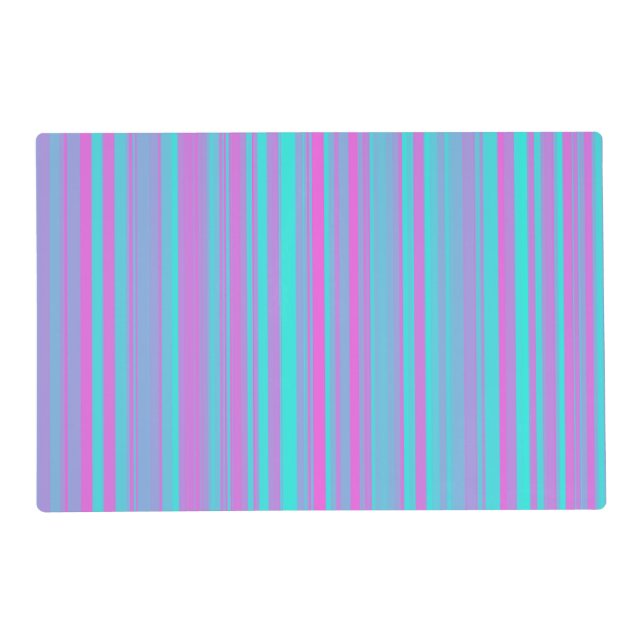 Pink Purple Blue Stripes Pattern Placemat (Front)
