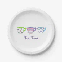 Pink Purple Blue Tea Party Tea Time Teacup Paper Plates