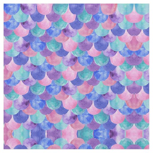 Pink Purple Blue Teal Watercolor Mermaid Scales Fabric Zazzle