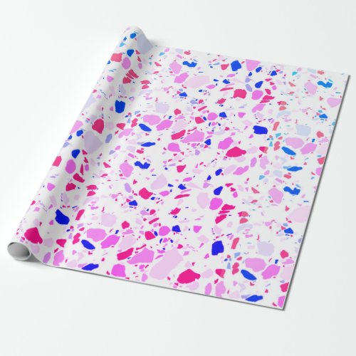 Pink purple blue terrazzo handmade wrapping paper