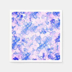 Pink purple blue watercolor hand painted floral napkins