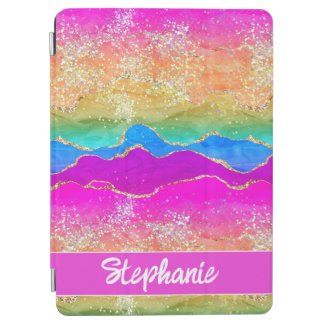 Pink Purple Blue Yellow Marble Rainbow Glitter  