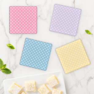 PINK PURPLE BLUE YELLOW PASTEL EASTER FLOWERS COASTER SET