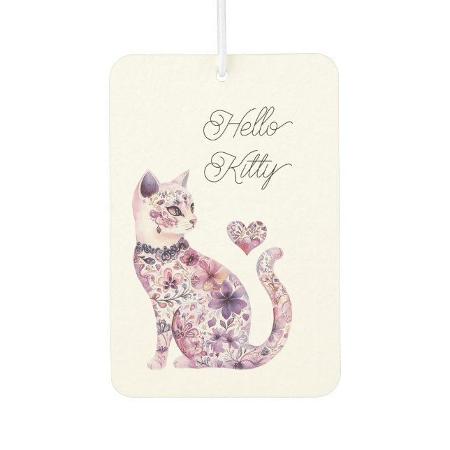 Pink Purple Blush Flowers Heart Love Cat Birthday Air Freshener (Front)