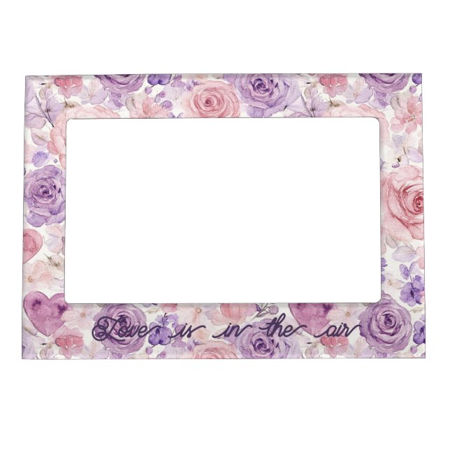 Pink Purple Blush Flowers Hearts Love Air Magnetic Frame (Front)